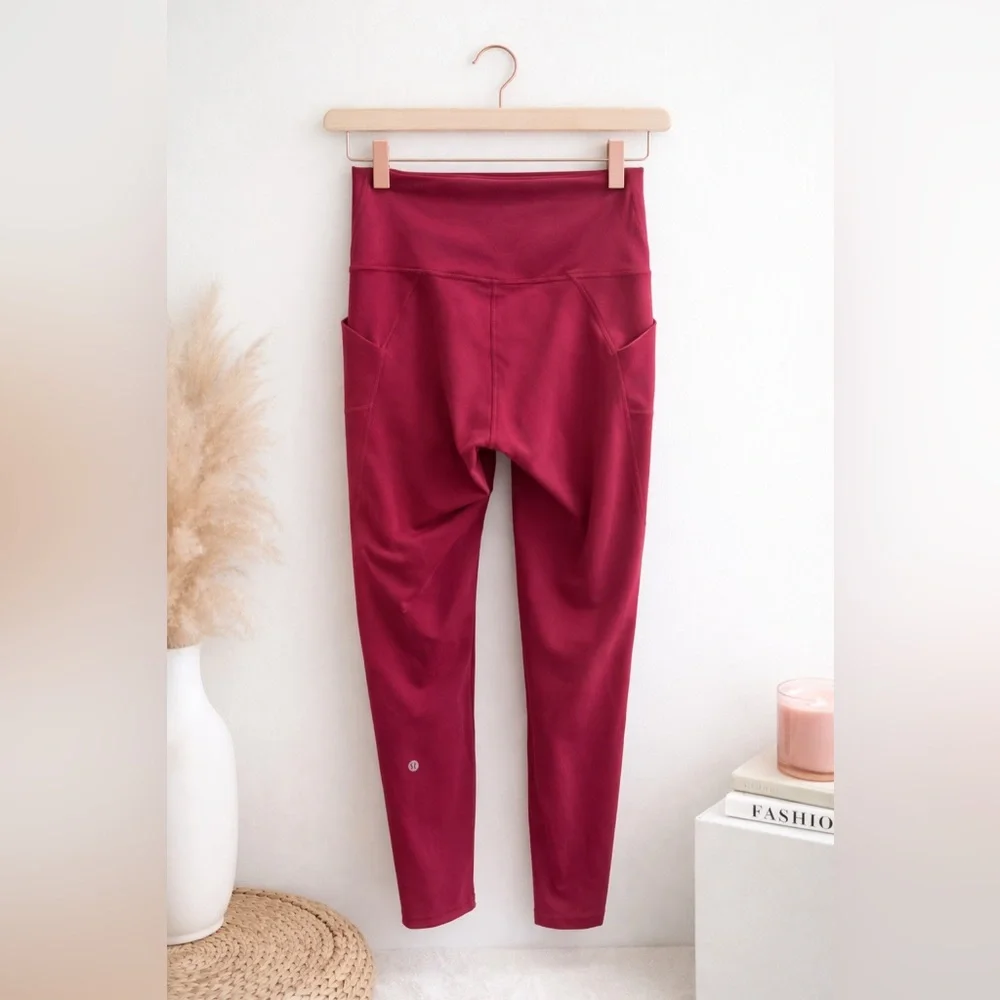 Lululemon wunder train with pockets Pomegranate Leggings - Picture 2 of 4